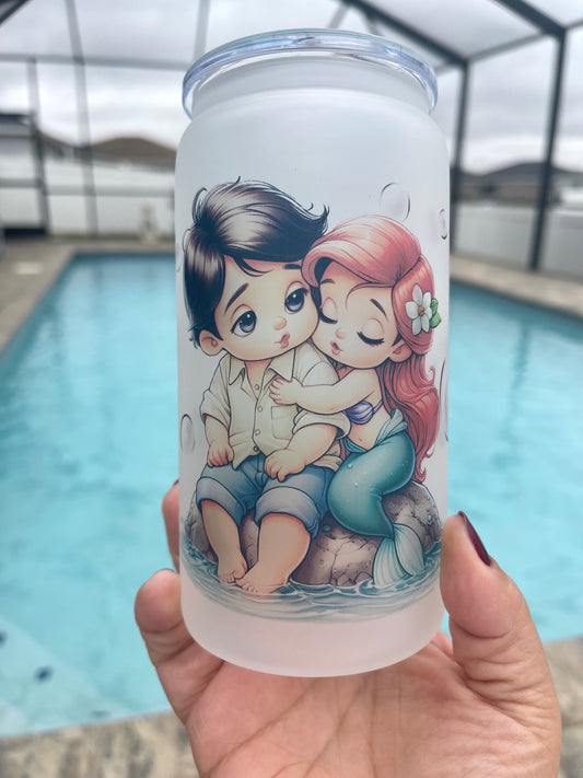 Ariel and Prince 16OZ Glass Cup