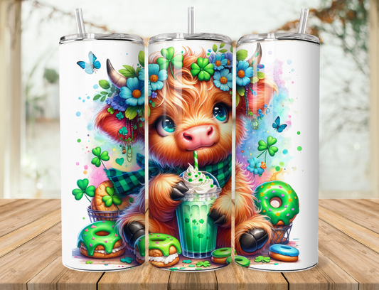 St Patrick's Day Highland cow 20 Ounce Tumbler