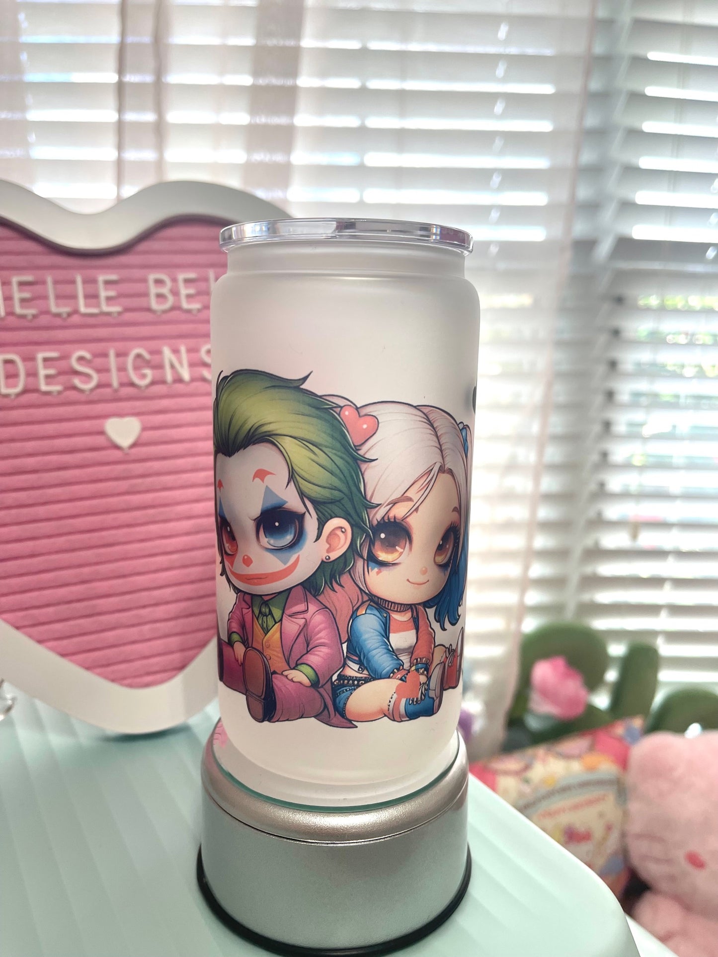 Harley Quinn and Joker Glass cup 160z